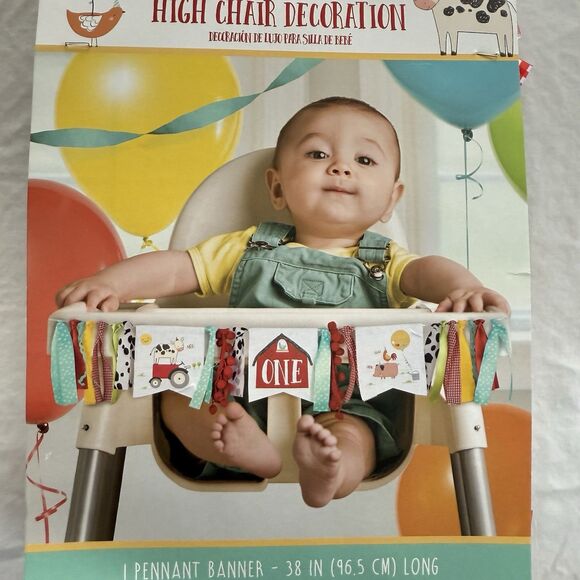 Farm Barnyard Animal Kids 1st Birthday Party High Chair Decorating Kit Banner - Picture 6 of 6